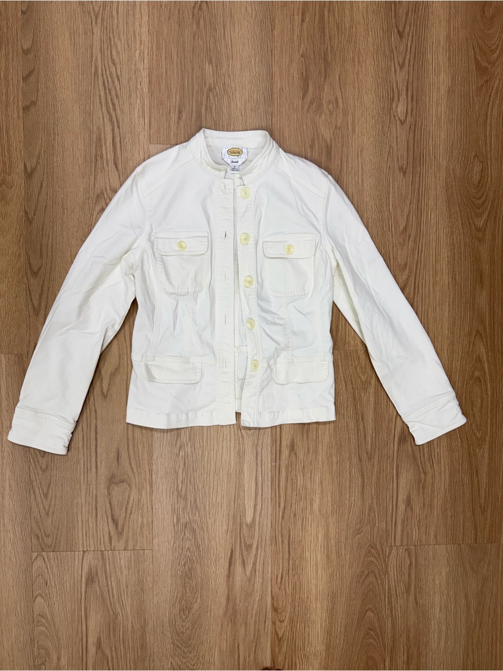 Women’s Talbots Ivory Cotton Button Down  Stretch Jacket Size 4